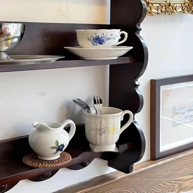 Rak Dinding Kayu Solid Retro R - Coffee Tea Images ulasan dan harga